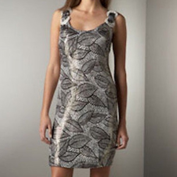 Tory Burch Metallic Leaf Print Bay Dress - Picture 1 of 10